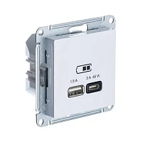 Розетка Systeme Electric AtlasDesign Лотос USB A + тип-C 45Вт высокоскор.заряд. QC, PD, механизм